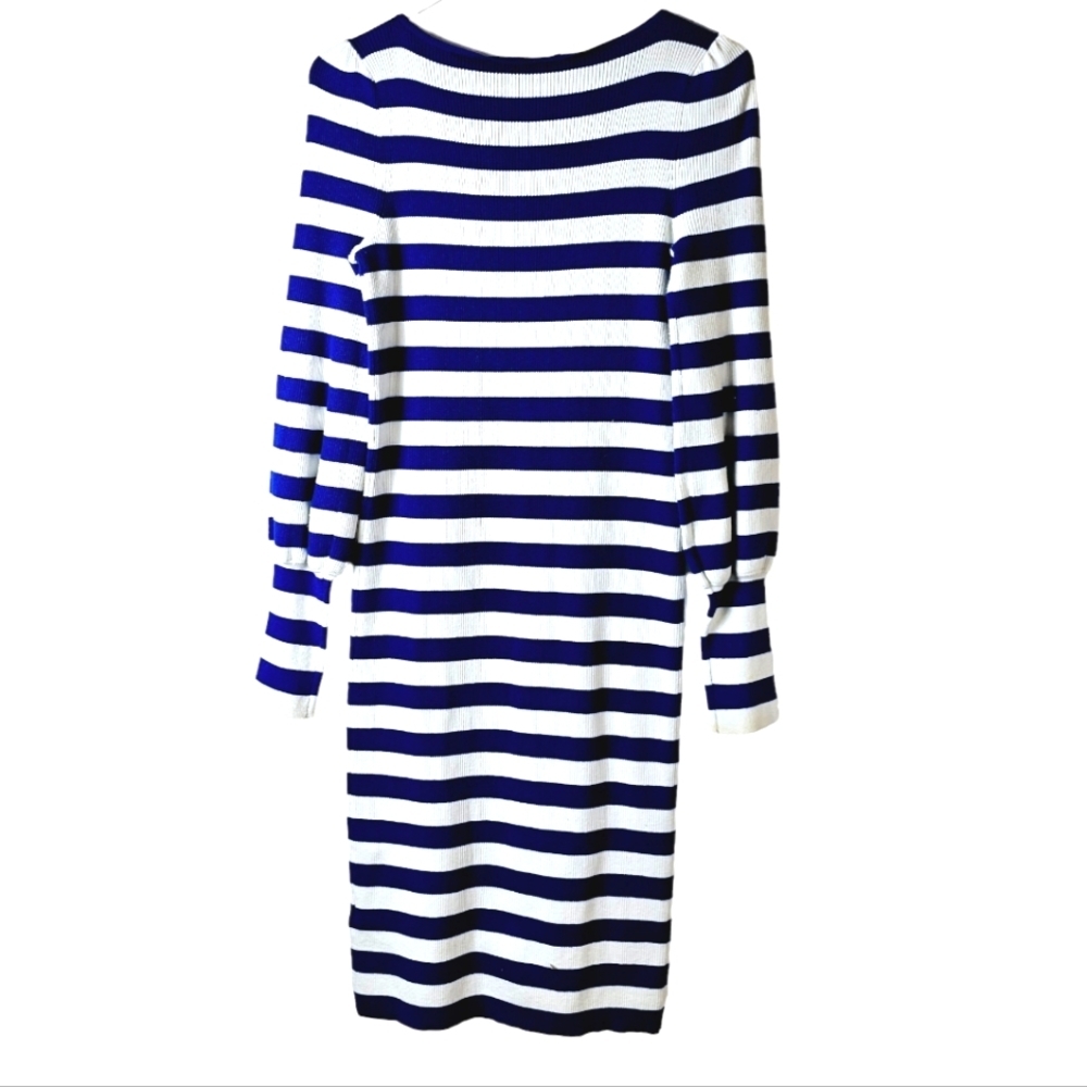 Lauren Ralph Lauren Navy and White Striped Midi Dress - Picture 5 of 7